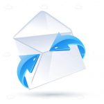 Abstract Envelope Surrounded by Glossy Blue Arrows